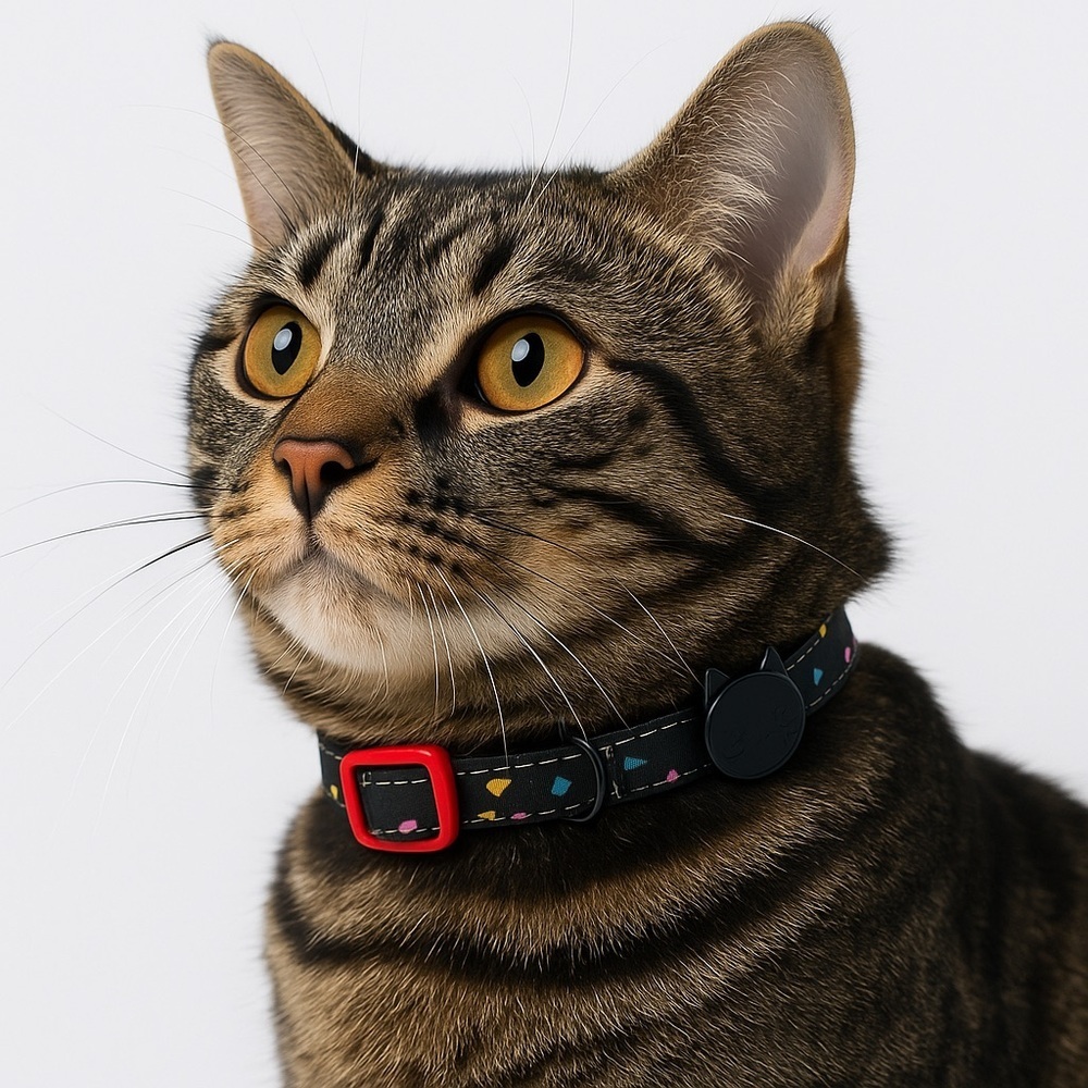 Stylish Black Cat Collar with Red Buckle